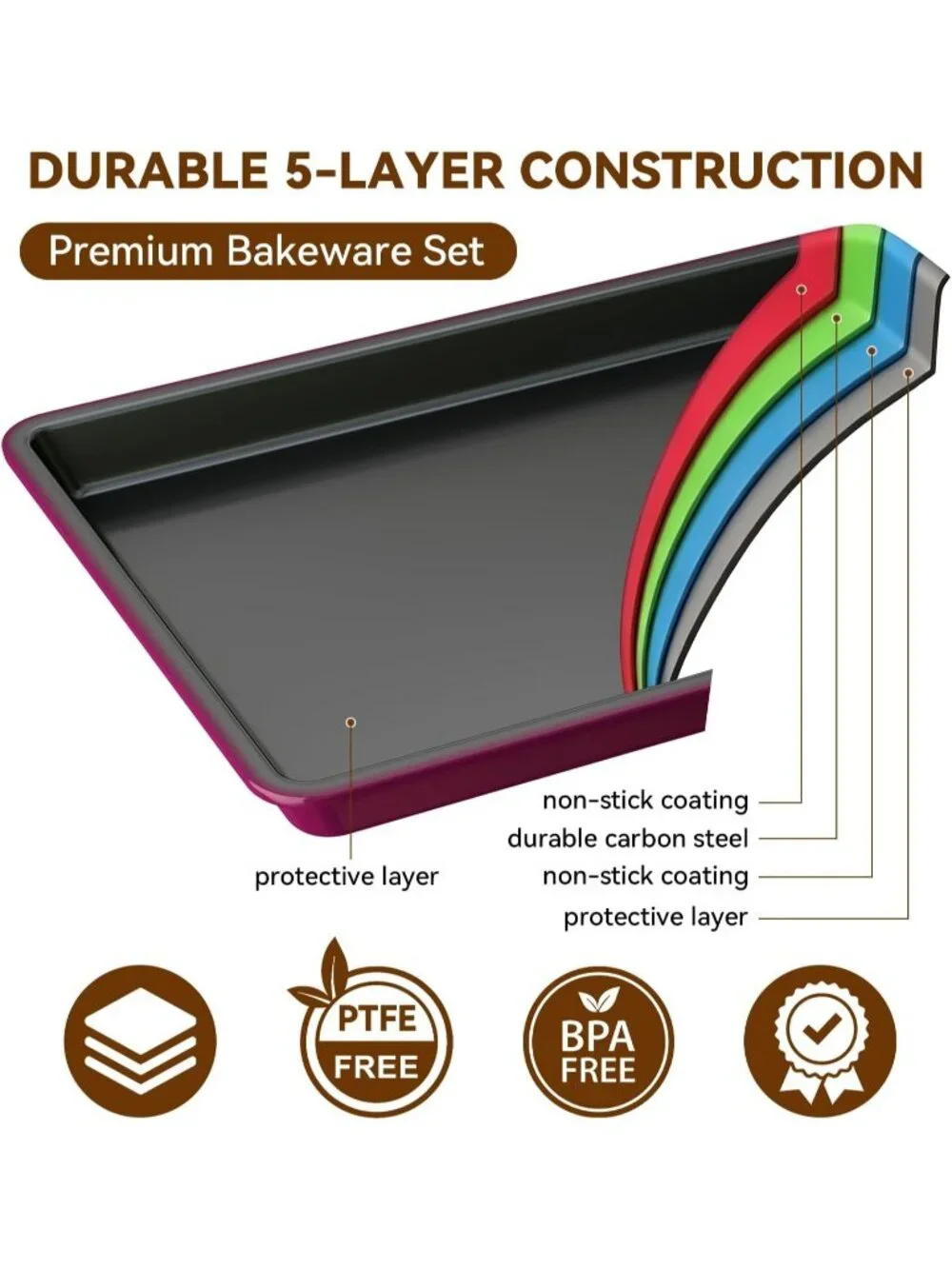 13-Piece Plum Includes Cookie Sheet with Rack Cake Pan Nonstick Bakeware Sets